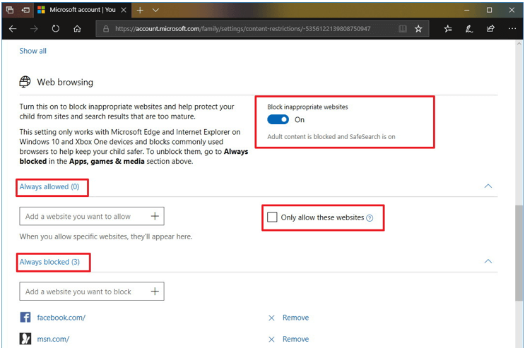 block websites on microsoft edge