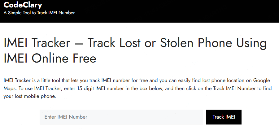 codeclary imei tracker