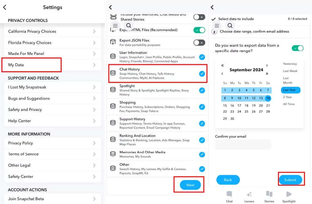 download snapchat data