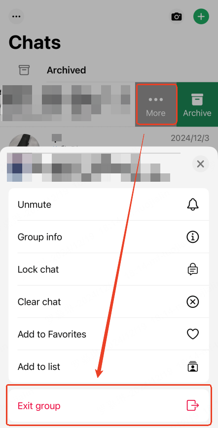 how to exit a whatsapp group silently on iphone