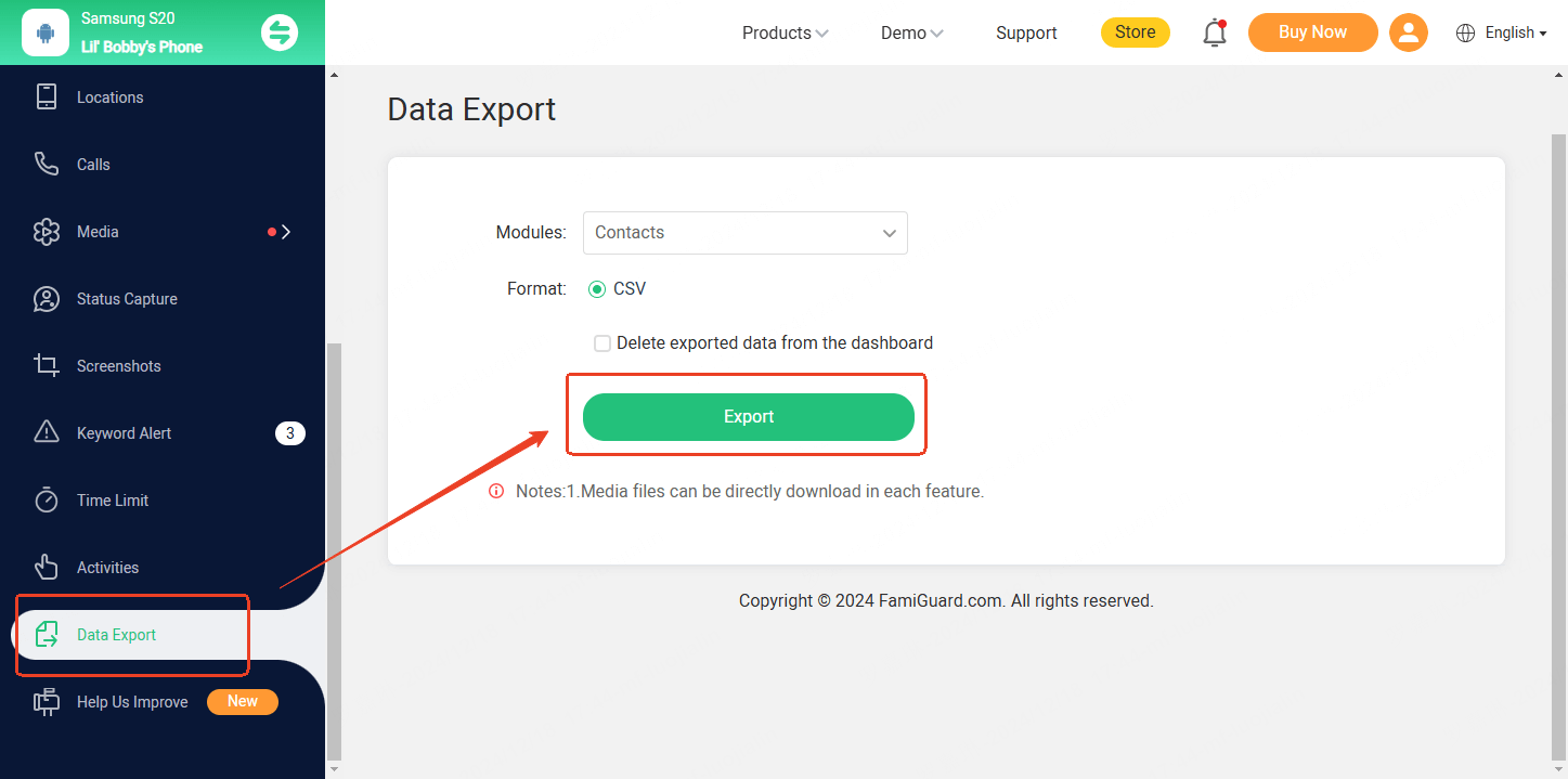 export whatsapp data with one click