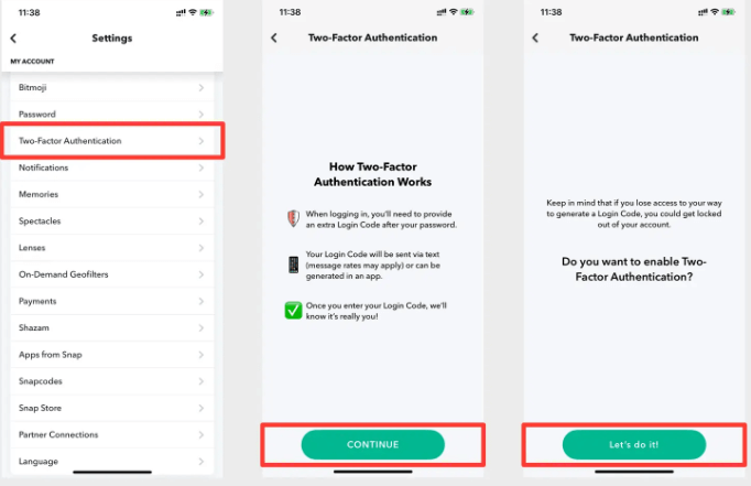 2fa for snapchat