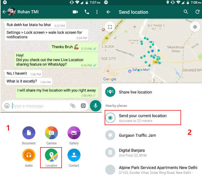 WhatsApp location sharing