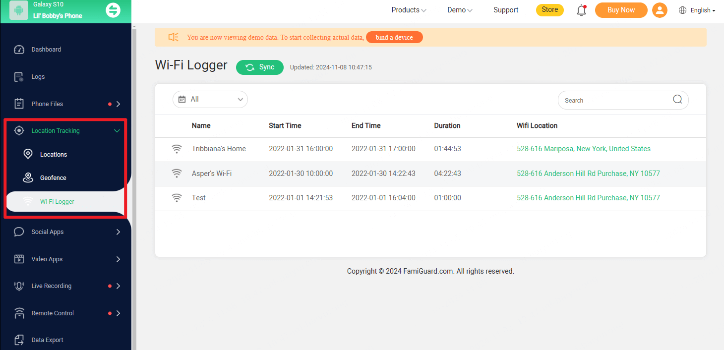 famiguard pro wifi logger