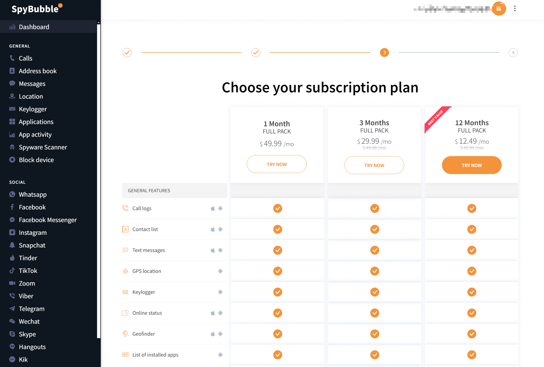 SpyBubble Dashboard