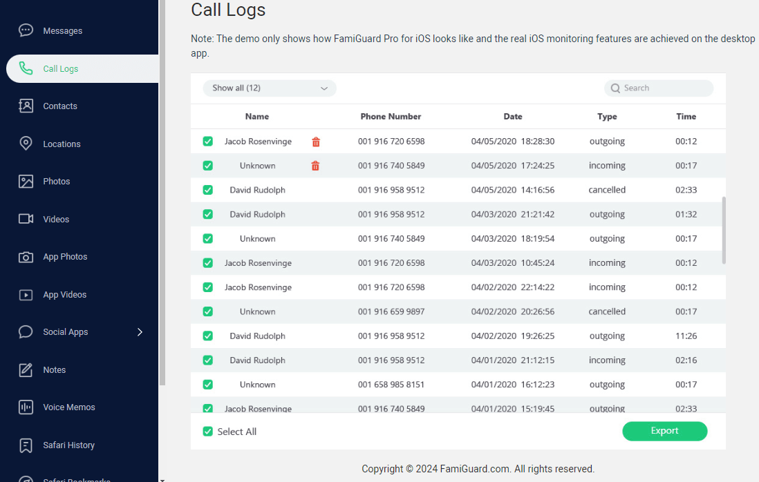 start
	  monitoring call logs famiguard pro