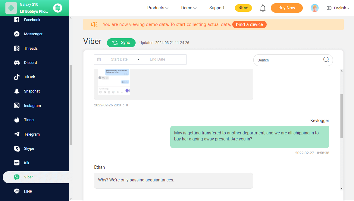 view viber messages on famiguard pro dashboard