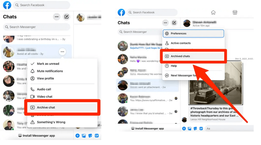 archive conversations on facebook messenger