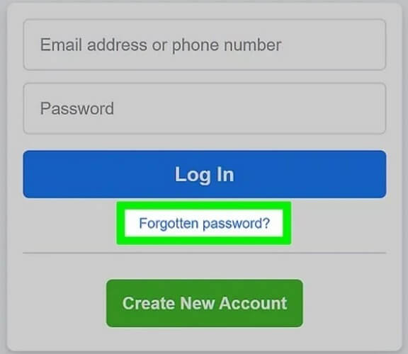 facebook forgot password