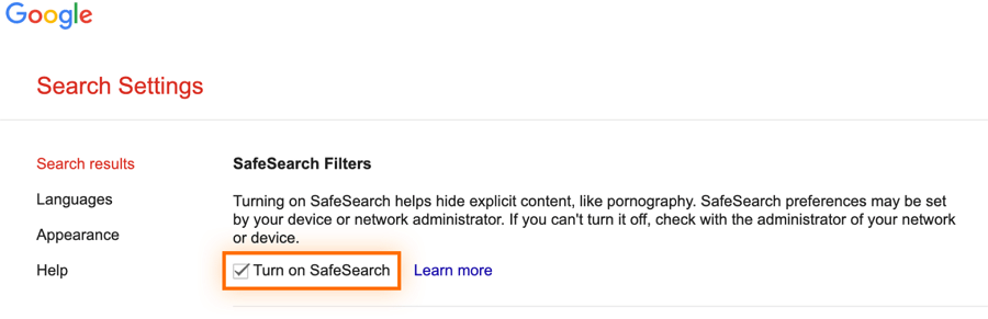Set Up
    Google SafeSearch