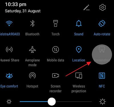 huawei quick settings menu