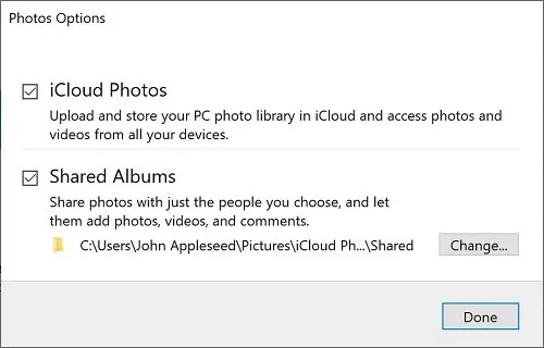 pick photos on icloud pc