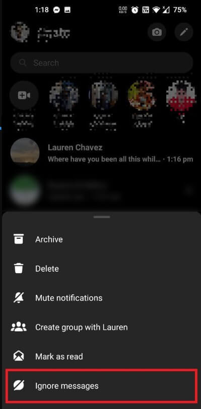 ignore messages on messenger android