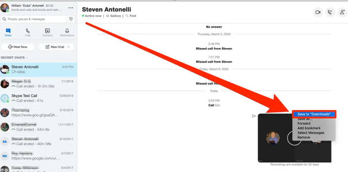 see recorded skype video on mac
