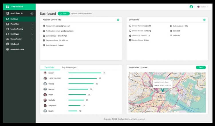 track your samsung phone on famiguard pro dashboard