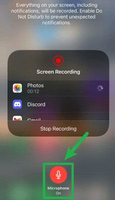 turn microphone on iphone