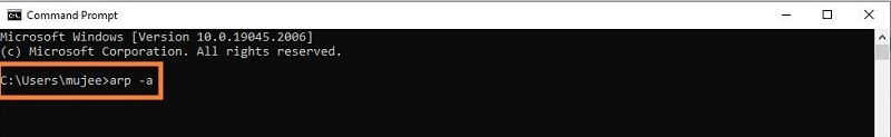 type command arp-a