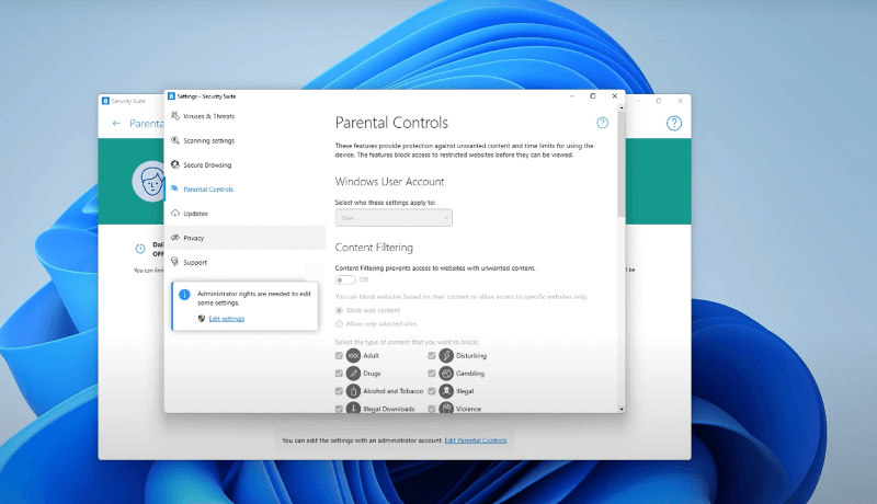 access parental control settings