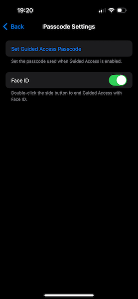 enable face id for guided access