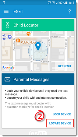 eset child locator feature