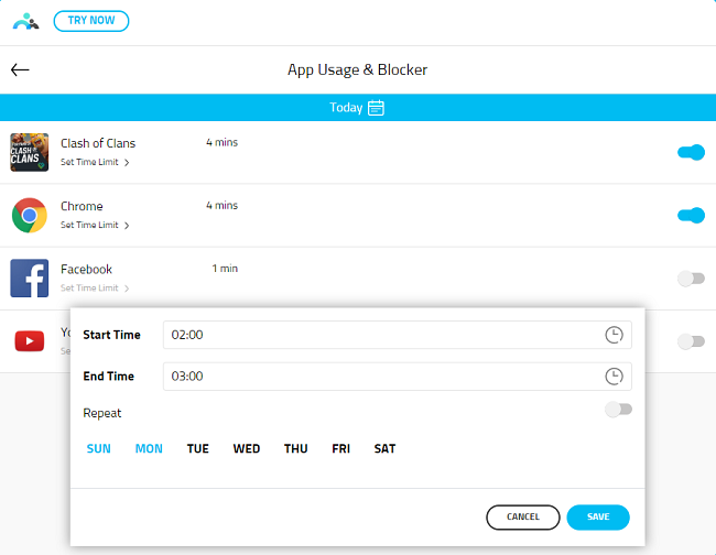 famisafe app time conrol feature