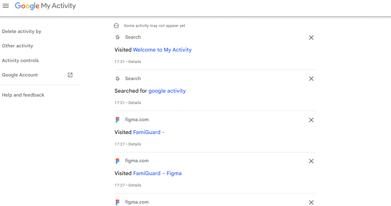 google account avtivity to see someone's search history