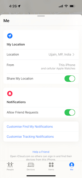 turn off the toggle next to share my location