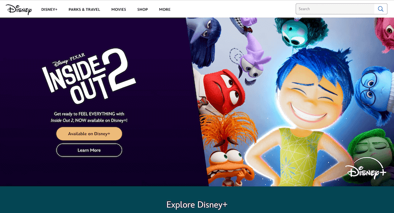 homepage of disney+