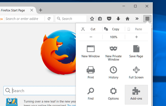  open addons on firefox