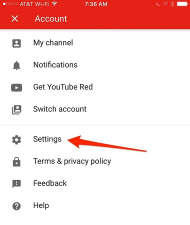 youtube app settings