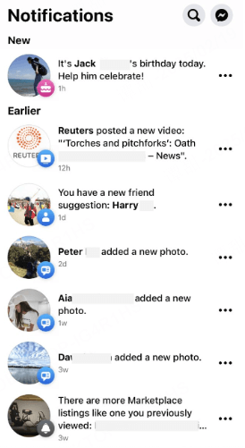 see someone's Facebook activity on notifications