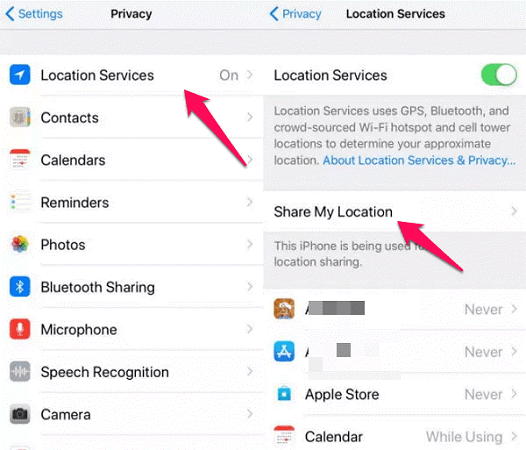 check iphone location sharing