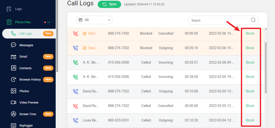 block call in famiguard pro