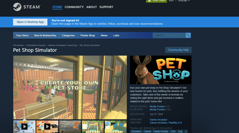 pet shop simulator game