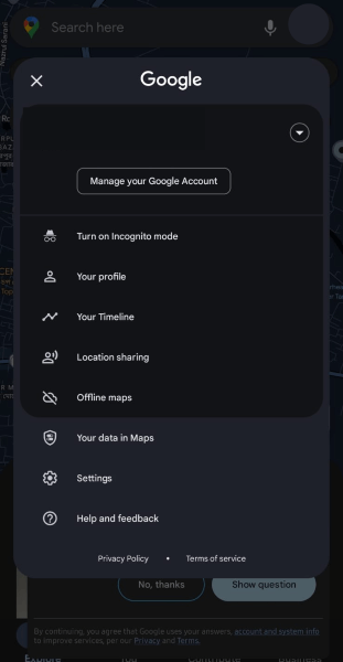 access location sharing option