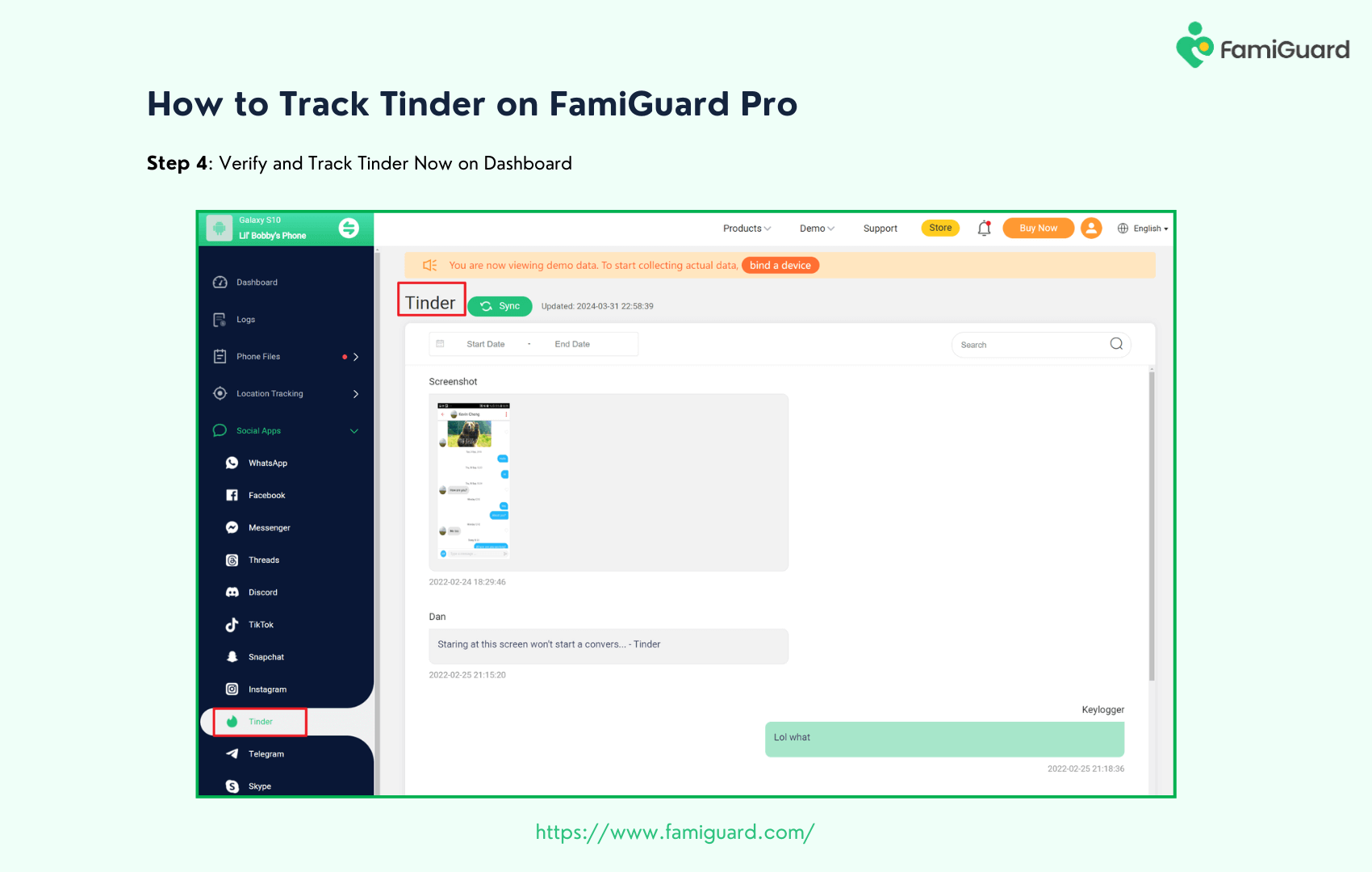 Verify and Track Tinder on FamiGuard Pro