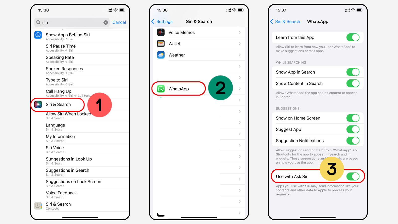 enable siri for whatsapp