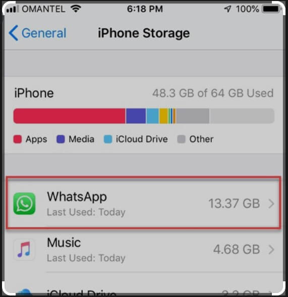 track whatsapp storage usage