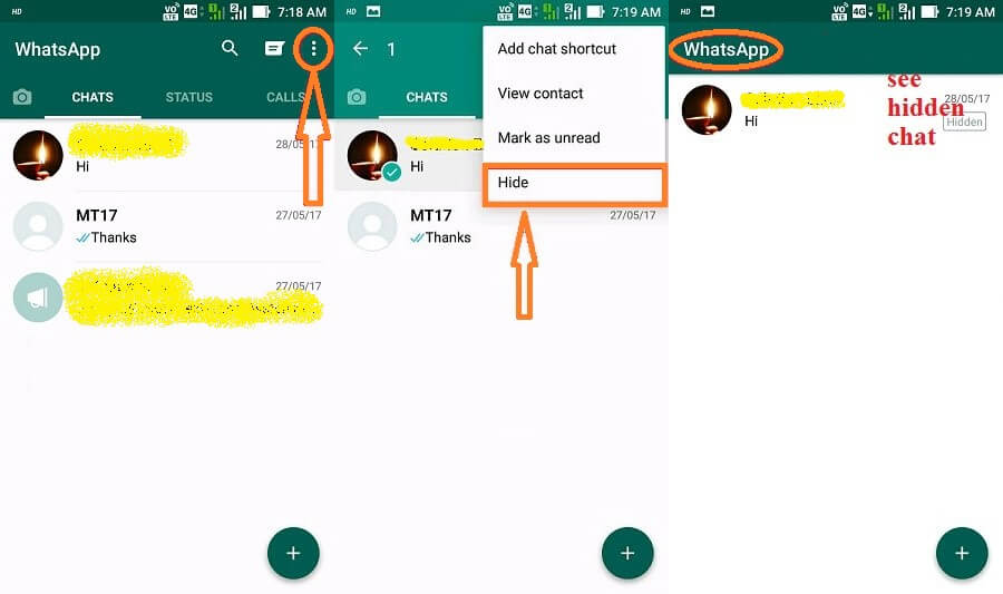 how to hide chat in gb whatsapp