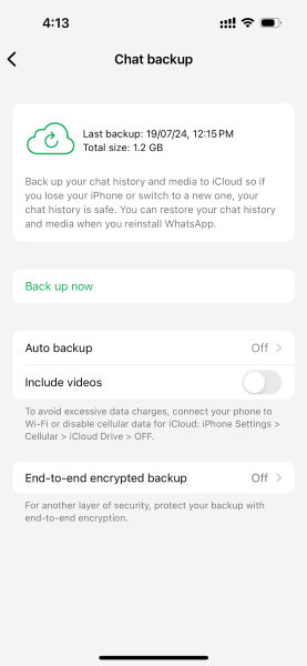 backup the data on icloud