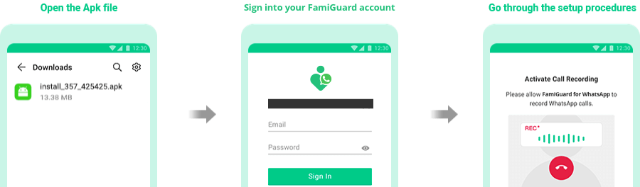 install famiguard for whatsapp and login