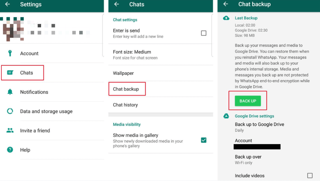 view whatsapp call history with google drive backup