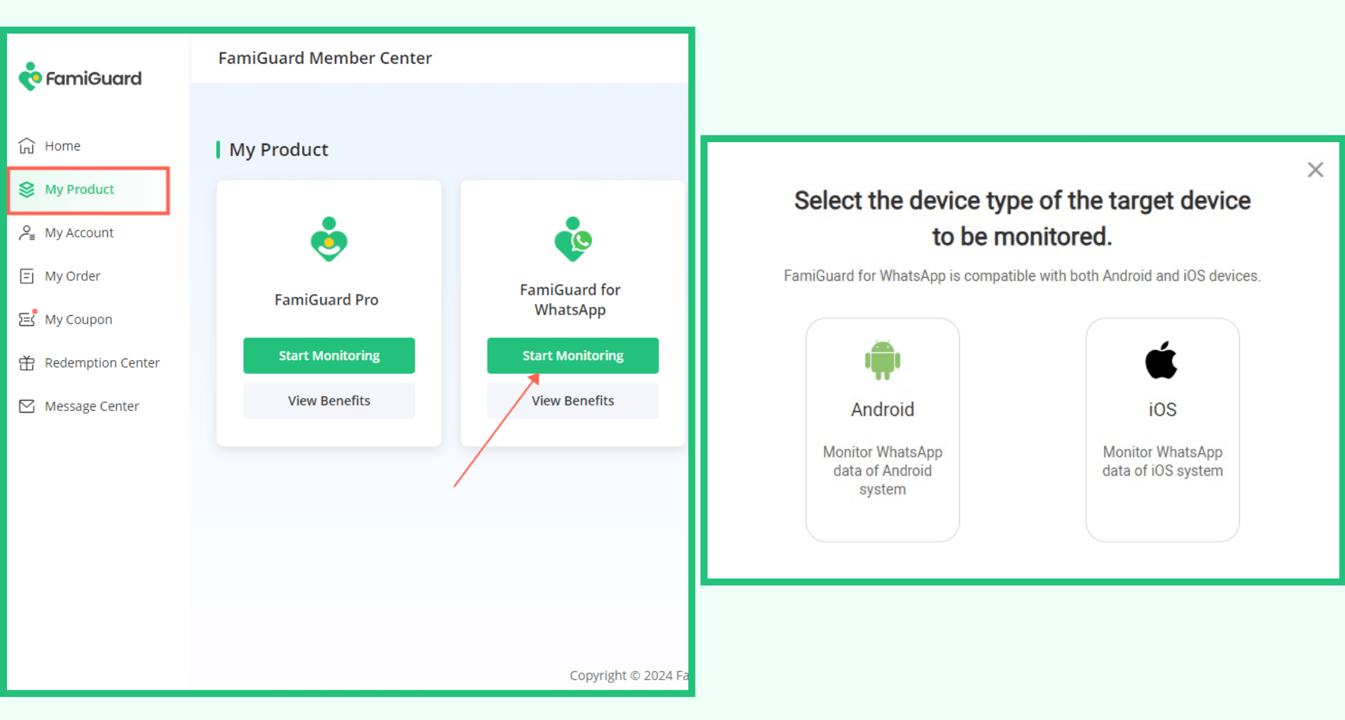 choose the device type to be monitored