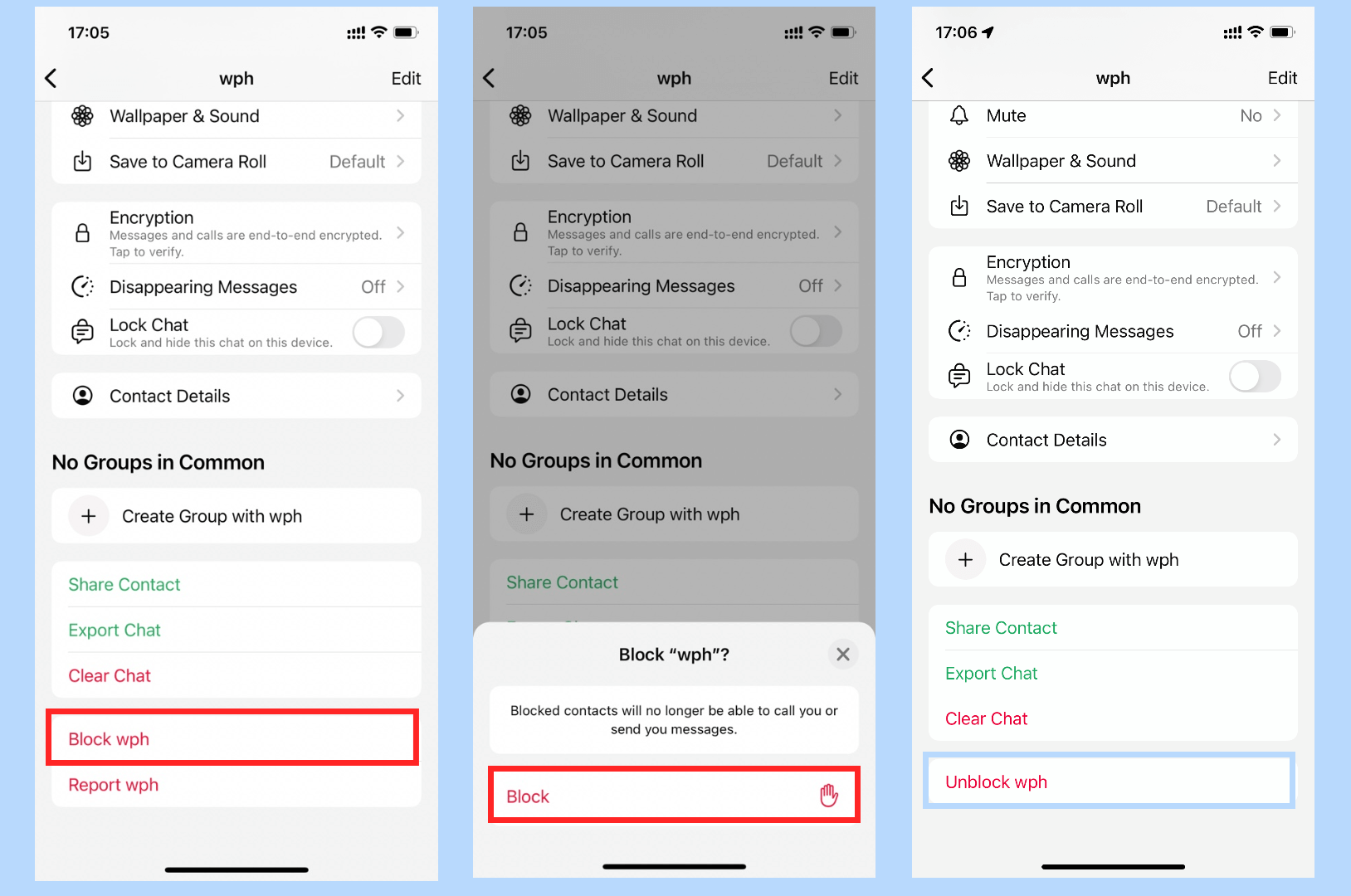 how to block whatsapp of someone