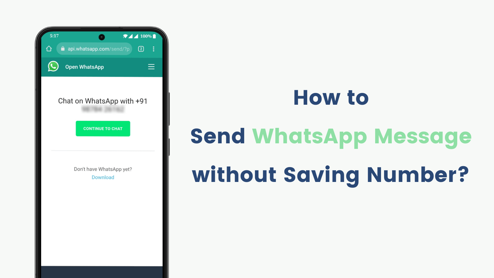 how to send WhatsApp message without saving number