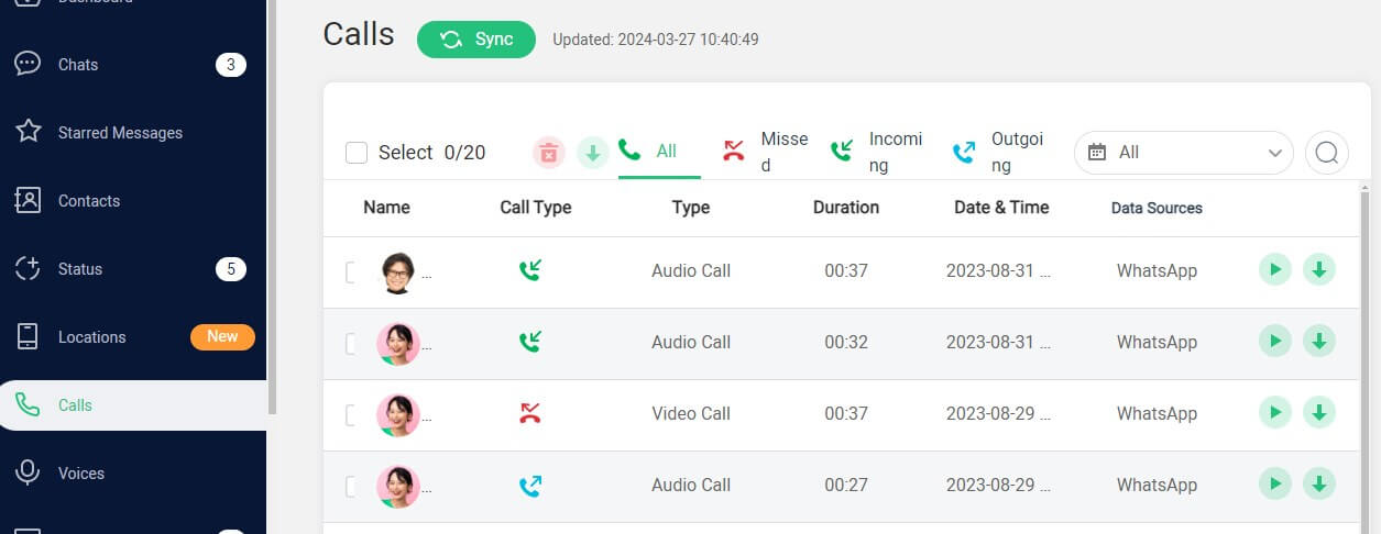 operate on web control panel and start monitoring