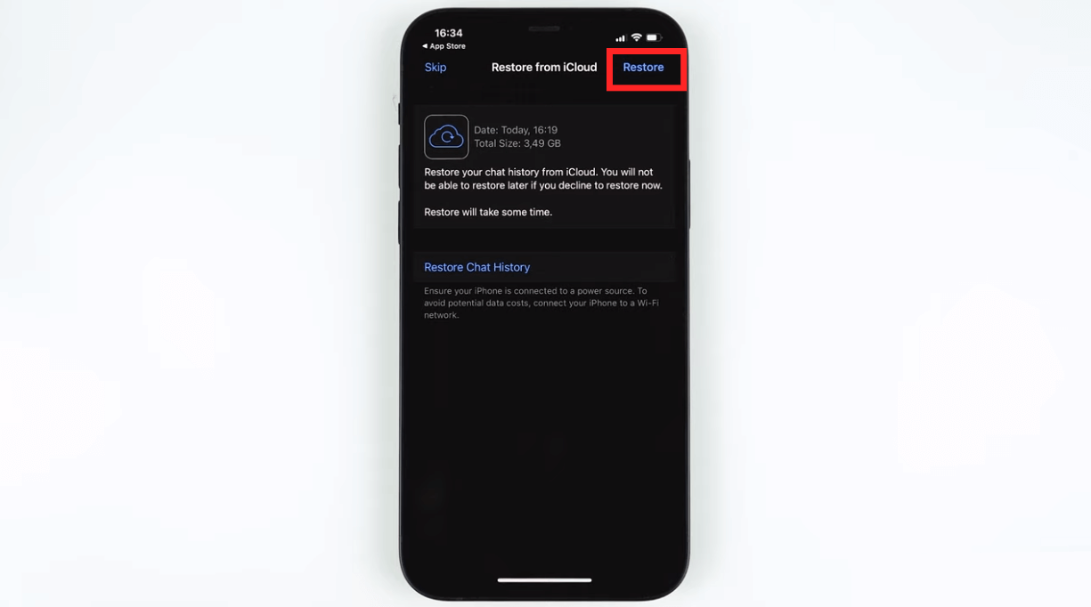 restore whatsapp chats on ios