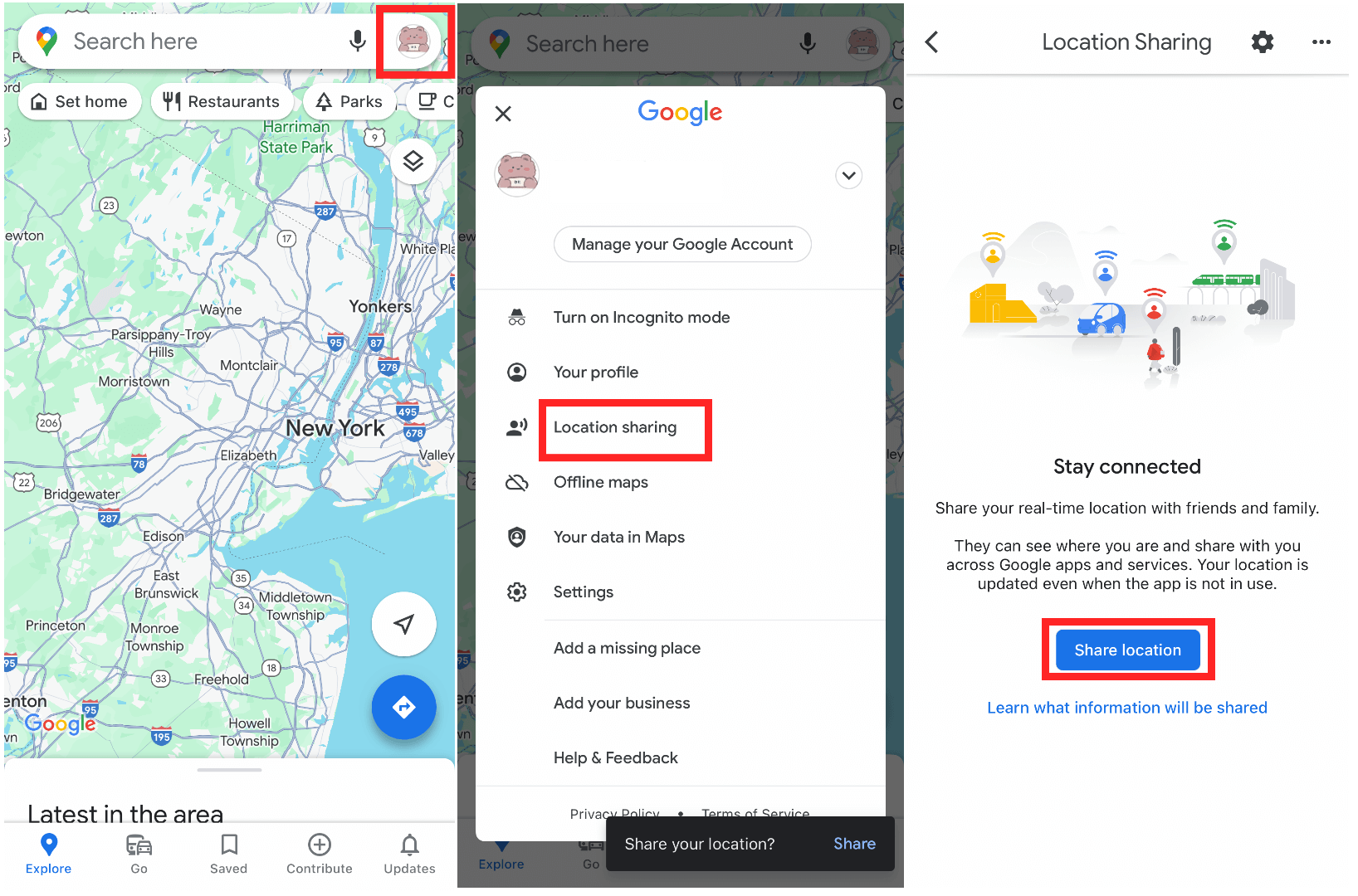 share location on google maps